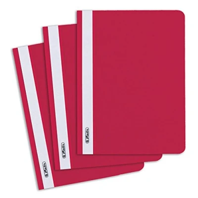 Image of Herlitz 975433 A4 File Folder, Made from Polypropylene, with a Transparent Front Cover red (Pack of 10) a5