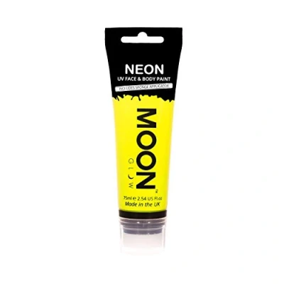 Image of Moon Glow Supersize 75ml Neon UV Face &amp; Body Paint Intense Yellow with sponge applicator