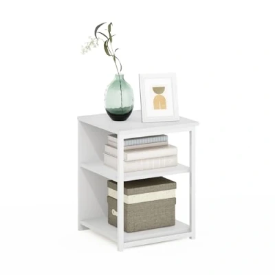 Image of Furinno End, Side Table, Nightstand, Engineered Wood, Solid White/White, 38.6(W) x 51.1(H) 39.9(D) cm