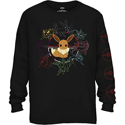 Image of Pokemon Mono Eeveeloutions Eevee T Shirt(Long Sleeve Black,3XL)