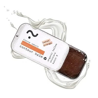 Image of Pure Tallow Mocha Contour Balm, Cream Bronzer, Moisturising Alternative to a Stick and Liquid Blush, Face Care Essential, Sweet Orange Scent, 18g Fierce Nature
