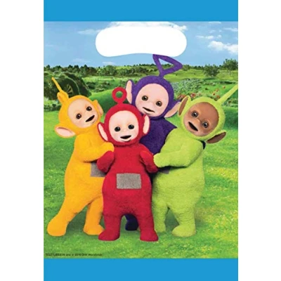 Image of Amscan 9901193 Teletubbies Birthday Party Plastic Loot Bags 8 Pack