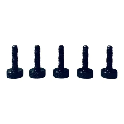 Image of PrecisionGeek M5 x 15mm Flat Knurled Thumb Screws (Set of 5) Black Anodised Aluminium