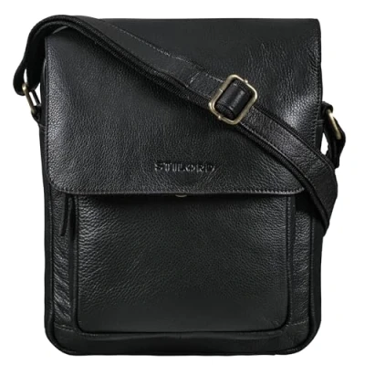 Image of STILORD &#039;Ragnar&#039; Small Shoulder Bag Men Leather Handbag Tablet Messenger Courier Crossbody Satchel Business Mens Hand Bag, Colour:black