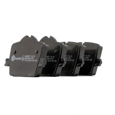 Image of 04466WAA01, 04466WAA02 brake pad set BREMBO P 06 114 prepared for wear indicator with caliper screws, anti squeak plate accessories