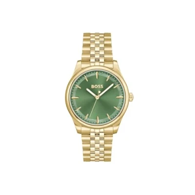 Image of BOSS Three Hand Quartz Movement Watch for Women GRACEFUL Collection with Gold colored Stainless Steel Bracelet 1502780