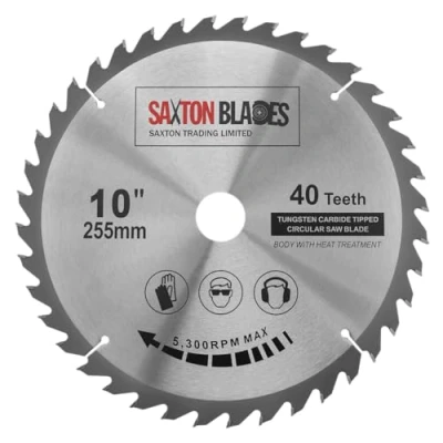 Image of TCT25540T Saxton TCT Circular Wood Saw Blade 255mm x 30mm Bore 40T for Bosch Makita Dewalt