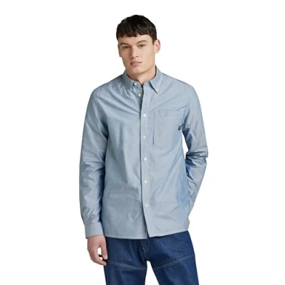 Image of G STAR RAW Men&#039;s One Pocket Regular Shirt , Multicolor (nitro/white oxford D24292 7665 D139), XL