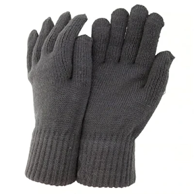 Image of Mens Womens Unisex Fingerless Or Full Finger THERMAL LINED Gloves Winter Thick Wool Knit Extra Warm (Mens, Finger, Grey)