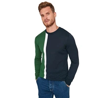 Image of Trendyol Man Regular fit Basic Crew Neck Knitwear Sweater Grün