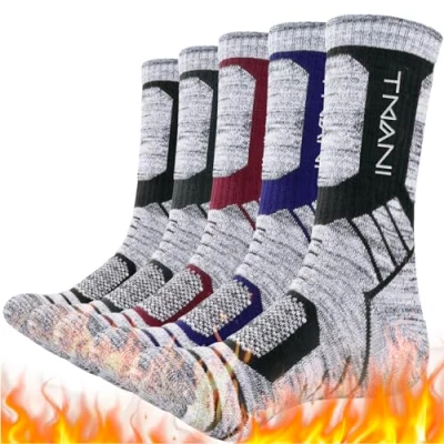 Image of Tmani Thermal Socks Outdoor Walking Winter Thick Breathable Cushion Crew Moisture Wicking Men Women Performance Sport for Work Hiking Running