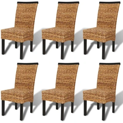 Image of vidaXL Dining Chairs 6 pcs Abaca and Solid Mango Wood