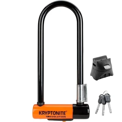 Image of Kryptonite Evolution Mini 9 Lock with Flex Frame U Bracket Orange, Inch, Black
