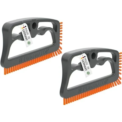 Image of FUGINATOR® Grout Brush Bundle 2 Brushes in Grey/Orange Cleaning for Joint Bathroom, Toilet, Kitchen etc. Wall and Floor Tiles Handy Grouts