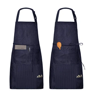 Image of Viedouce 2 Packs Apron Cooking Kitchen Waterproof,Adjustable Chef with Pockets for Home,Restaurant,Craft,Garden,BBQ,School,Cafe,Apron Men Women (Stripe Navy)