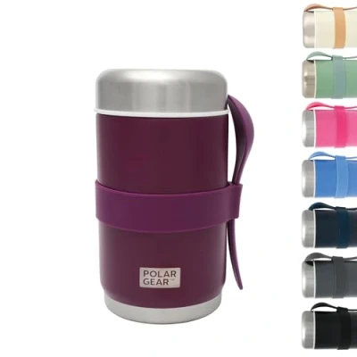Image of 520ml Insulated Food Flasks for Hot Double Wall Stainless Steel Flask with Spoon Thermal Lunch Box Keeps Meals Drinks or Cold 6 Hours Leakproof Soup Containers (Grape)