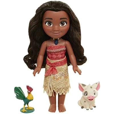 Image of Disney Princess Singing Moana and Friends Feature Doll, 15 / 23cm Tall Doll Sings ‘How Far I’ll Go’ Her Necklace Magically Lights Up, Includes Pua Pig Rooster Heihei