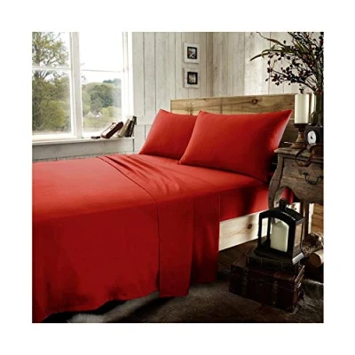 Image of GC GAVENO CAVAILIA Flannelette Plain Dyed Flat Sheet King Red