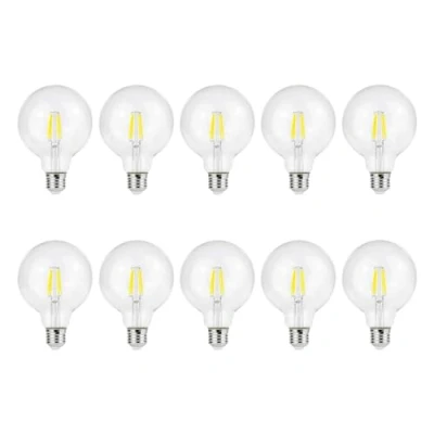 Image of G.W.S® LED Filament Bulb, G95 E27 Edison Screw, Globe 8W Dimmable Warm White 2700K, Clear Glass, Pack of 10