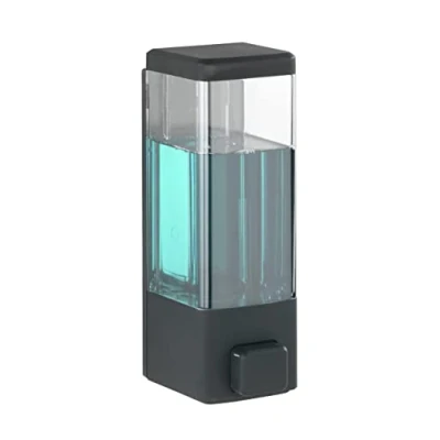 Image of WENKO Istres Disinfectant, Soap Dispenser &amp; Disinfectant Dispenser, 0.32 L Black, 6 x 18,5 7,5 cm