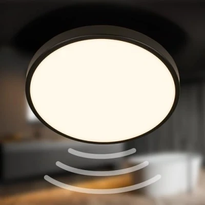 Image of Briloner LED ceiling lamp Chet, white, plastic, 29 cm, sensor, IP54