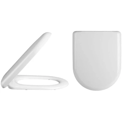 Image of Nuie NTS002 Modern Bathroom D Shaped Soft Close Toilet Seat, 465mm x 367mm, White