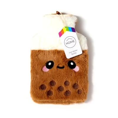 Image of Puckator Bubble Tea Foodiemals Hot Water Bottle with Plush Cover Heat and Ice Cold Cool Pack Packs Bag Bottles for Sport Injuries Knee Back Pain Bed Warmer Wellness Health Products
