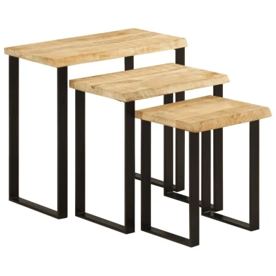 Image of vidaXL Nesting Tables 3 pcs with Live Edge Solid Wood Mango