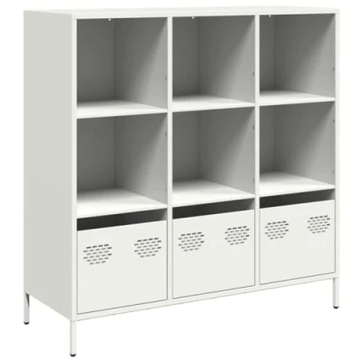 Image of vidaXL Highboard Sideboard Storage Cabinet Buffet White Steel, Modern, Office/Living Room/Bedroom