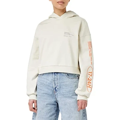 Image of Dr Denim Women&#039;s Ethel Hoodie Hooded Sweatshirt, Bone Happy Club, XS