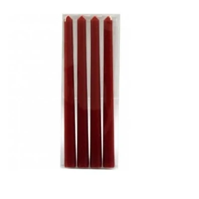 Image of Marco Paul 4pc Red Taper Candles Metallic Candle Light Table Long Burning Decor Candlesticks Pillar Multipack Non Toxic