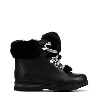Image of Clarks Girl&#039;s Dabi Hiker Snow Boot, Black Leather, 6 UK Child