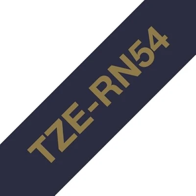 Image of Brother TZe RN54 Labelling Tape Cassette, Gold on Navy Blue, 24mm (W) x 4M (L), Ribbon Tape, Genuine Supplies