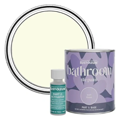 Image of Rust Oleum Beige Water Resistant Bathroom Tile Paint in Matt Finish Shortbread 750ml