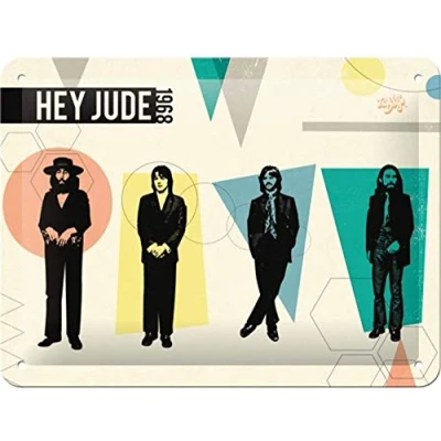 Image of Nostalgic Art Retro Tin Sign Celebrities Fab4 Hey Jude Gift idea for Beatles fans, Metal Plaque, 15 x 20 cm
