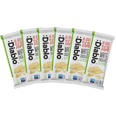 Image of Diablo White Chocolate with Stevia No Added Sugar Gluten Free Hamper Available Perfect for Gifting 75g (Pack Of 6)