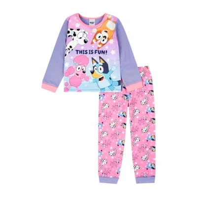 Image of Bluey Girls Pyjamas Bingo Coco and Chloe PJs Set for Cotton Official Merchandise 6 7 Years Lilac