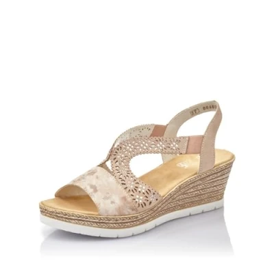 Image of Rieker Women Sandals 61916, Ladies Platform Sandals,Platform Sandal,Summer Shoe,Comfortable,Thick Sole,Pink (rosa / 31),39 EU 6 UK