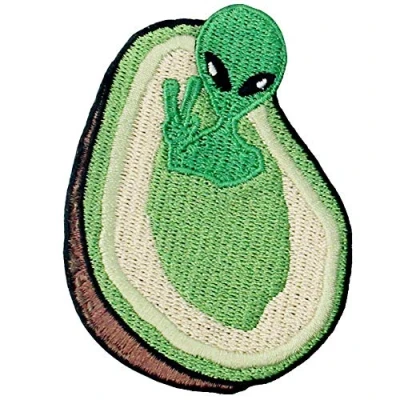 Image of Alien in Avocado Patch Embroidered Applique Iron On Sew Emblem