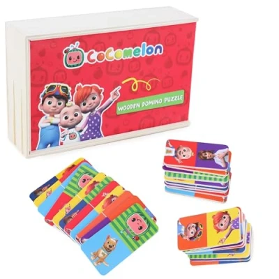 Image of Toyland® Cocomelon Wooden Domino Puzzle Game Traditional Childrens Toys Dominoes Age 3+