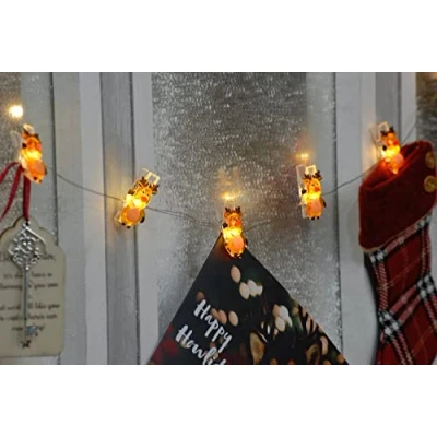 Image of Festive Productions 10 LED Christmas Peg Light Card Holders : Battery Reindeer, (P036751)