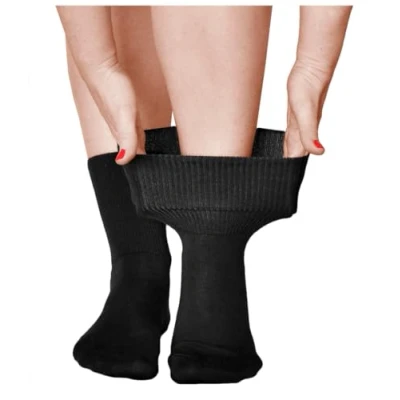 Image of vitsocks Women&#039;s Extra Wide Loose Fitting Diabetic Socks (3 PAIRS) Swollen Feet Ankle Leg, black, 6 8