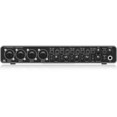 Image of Behringer UMC404HD Audiophile 4x4, 24 Bit 192 kHz USB Audio/MIDI Interface with Midas Mic Preamplifiers for Recording Microphones and Instruments