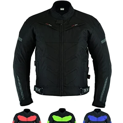 Image of Texpeed Mens Black Motorcycle Motorbike Biker Waterproof Jacket With CE Armour (EN 1621 1) S