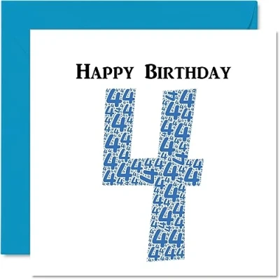 Image of Fun 4th Birthday Cards for Boys Shapecloud Happy Card Son Daughter Brother Sister Grandson Granddaughter Niece Nephew Cousin, 145mm x Greeting Cards,