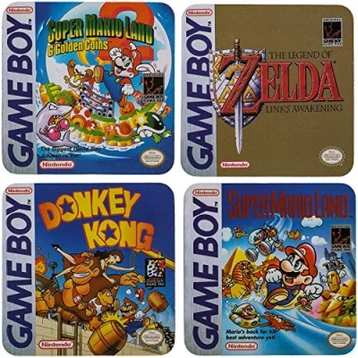 Image of Out of the Blue KG Gameboy Classic Coaster Collection Nintendo Coasters 4 Piece Set Player Gift Retro 100 x mm