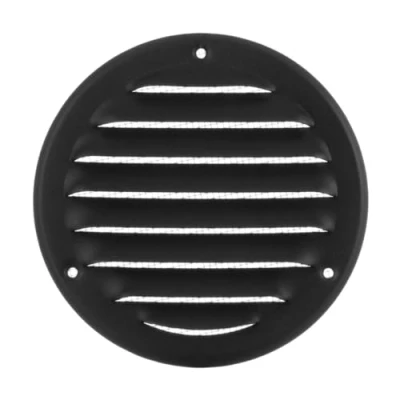 Image of Ø 100mm / 4&quot; inch Anthracite Round Metal Air Vent Grille Cover with Insect Mesh Ventilation