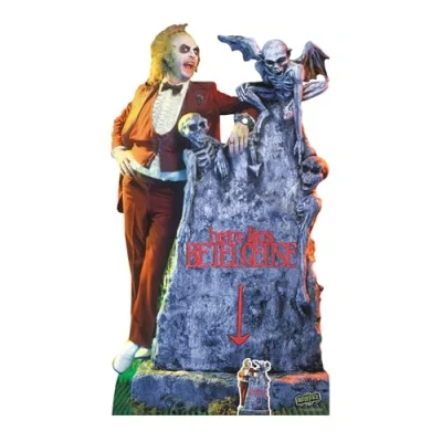 Image of Star Cutouts SC4512 Beetlejuice Michael Keaton with Tombstone Cardboard Cut Out Height 182.00cm