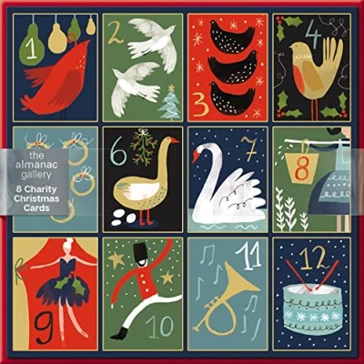 Image of Pack Of 8 Twelve Days Christmas Charity Cards Multiple Charities ALCX9982