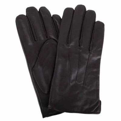 Image of SNUGRUGS Mens Genuine Leather Gloves with Classic Three Point Stitch Black Large